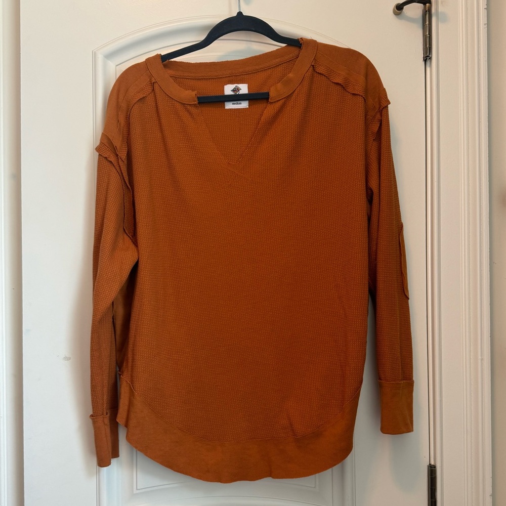 Rust Orange Waffle Top